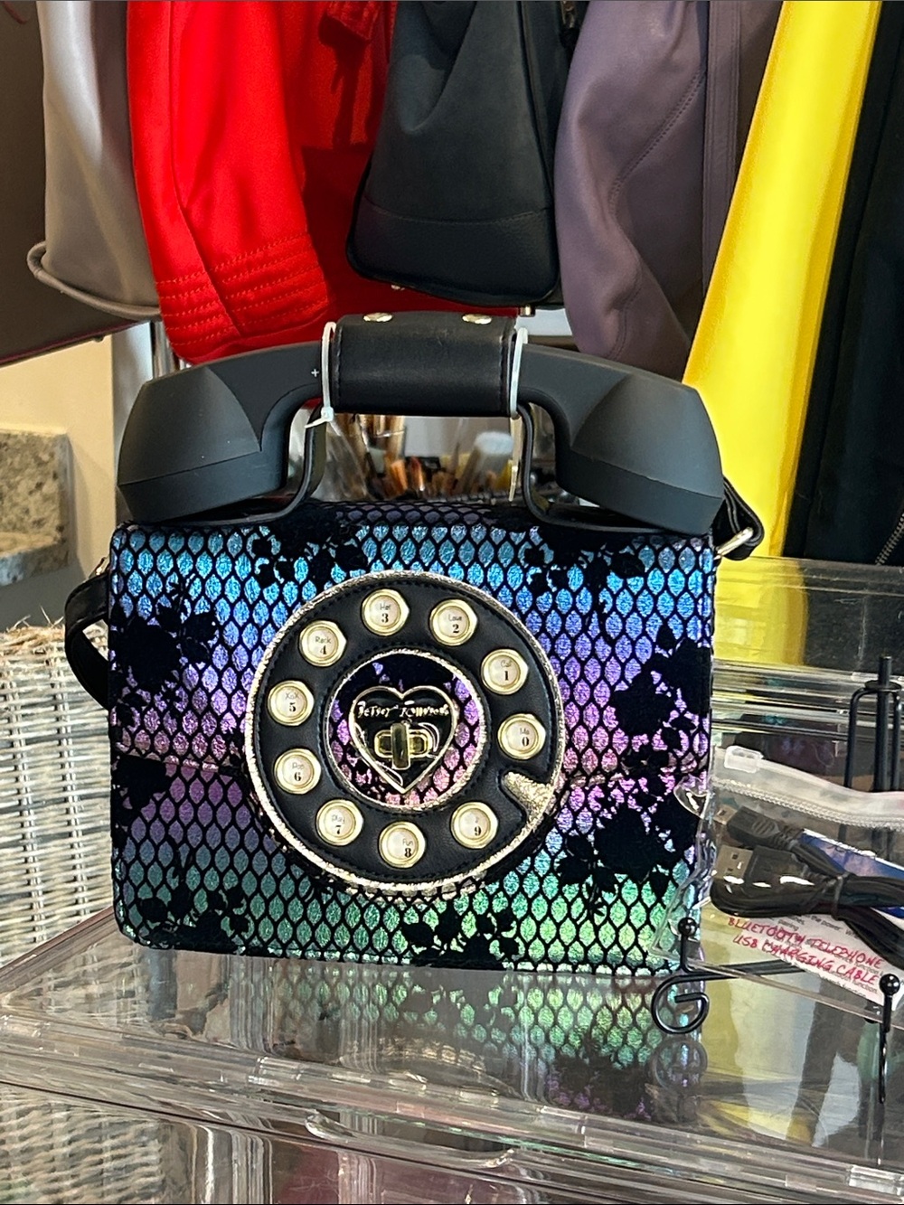 Betsey Johnson Rainbow Hello Again Crossbody Functional Wireless Handset NWT